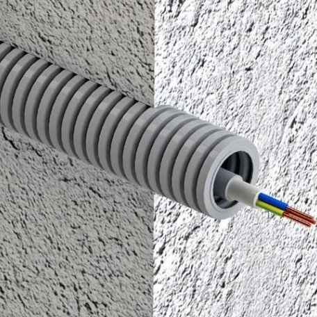 Прокладка кабеля в гофрированной трубе без Штробления за П.М.