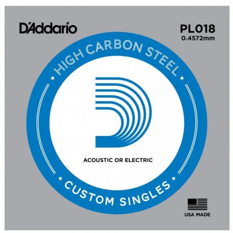 Струны (1 шт) DAddario PL018 Single Plain Steel 018
