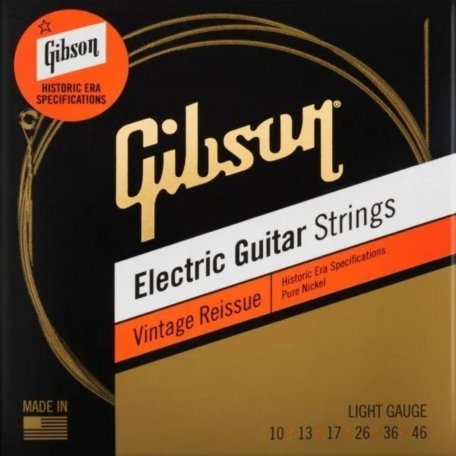 Струны Gibson SEG-HVR10 VINTAGE REISSUE ELECTIC GUITAR STRINGS, LIGHT GAUGE струны для электрогитары, .010-.046