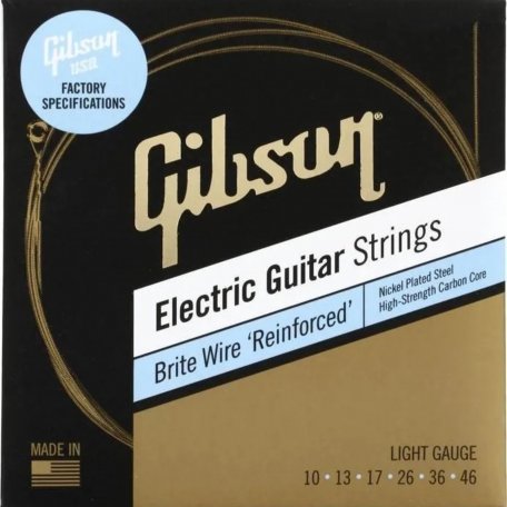Струны Gibson SEG-BWR10 BRITE WIRE REINFORCED ELECTIC GUITAR STRINGS, LIGHT GAUGE струны для электрогитары, .010-.046