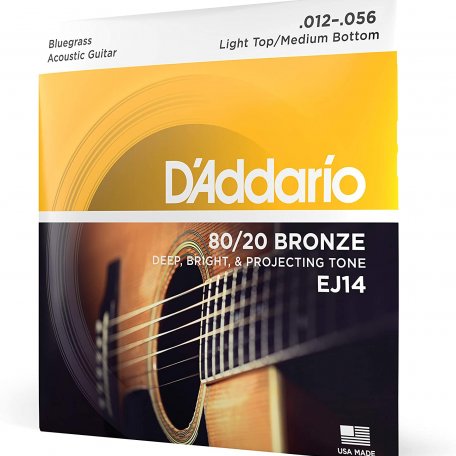 Струны DAddario EJ14 80/20 BRONZE ACOUSTIC GUITAR STRINGS, LIGHT TOP/MEDIUM BOTTOM/BLUEGRASS