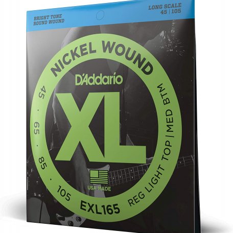 Струны DAddario EXL165 Nickel Wound Bass, Custom Light, 45-105, Long Scale