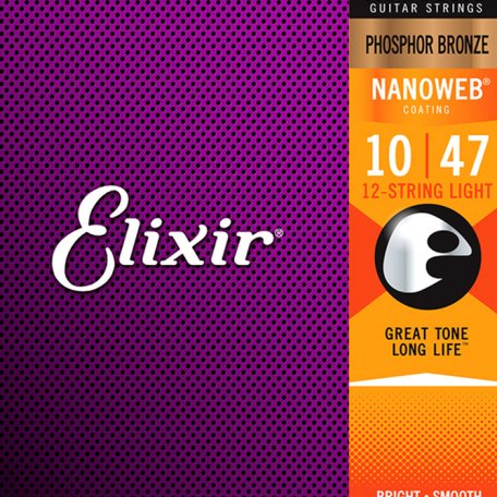 Струны для гитары Elixir 16152 NanoWeb Light 10-47/10-27