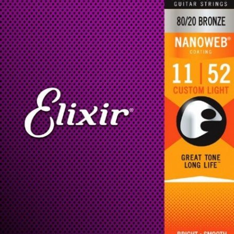 Струны Elixir NanoWeb Custom Light 11-52 80/20