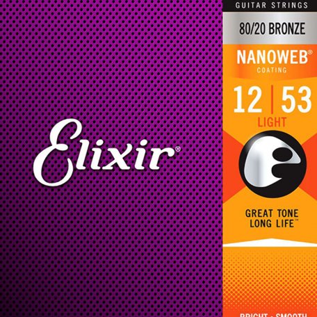 Струны для гитары Elixir 11052 NanoWeb Light 12-53 80/20