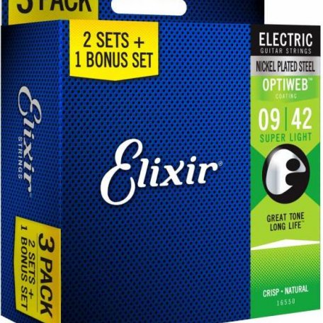 Струны Elixir 16550 Electric OPTIWEB Super Light (.009-.042) 3-pack
