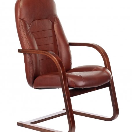 Кресло Бюрократ T-9923WALNUT-AV/CH (Office chair T-9923WALNUT-AV light brown Leather Eichel leather runners wood)