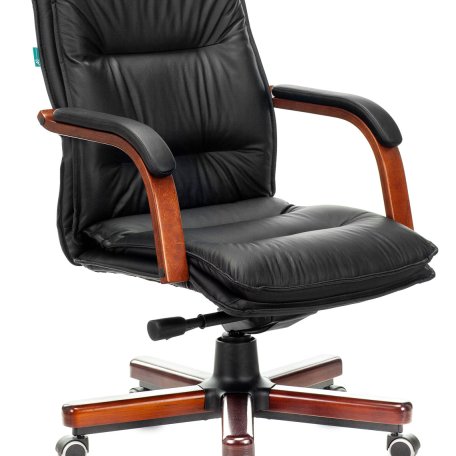 Кресло Бюрократ T-9927WALNUT-LOW/BL (Office chair T-9927WALNUT-LOW black leather low back cross metal/wood)