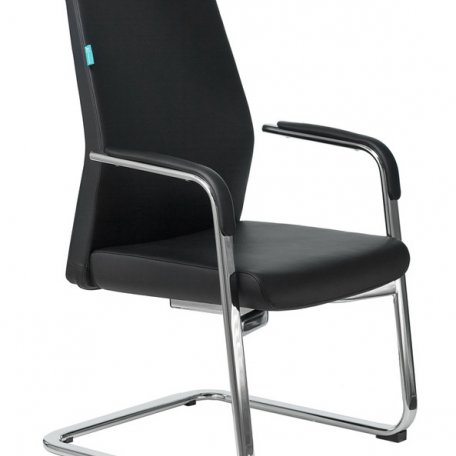 Кресло Бюрократ _JONS-LOW-V/BLACK (Office chair _JONS-LOW-V black leather low back runners metal хром)