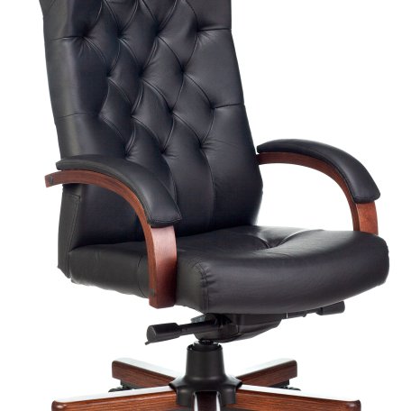 Кресло Бюрократ T-9928WALNUT/BLACK (Office chair T-9928WALNUT black leather cross metal/wood)