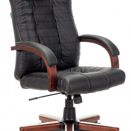 Кресло Бюрократ KB-10WALNUT/B/LEATH (Office chair KB-10WALNUT black leather cross metal/wood)