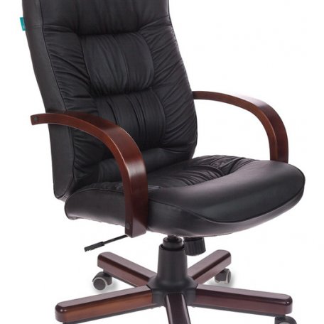 Кресло Бюрократ T-9908/WALNUT (Office chair T-9908 black leather cross metal/wood)
