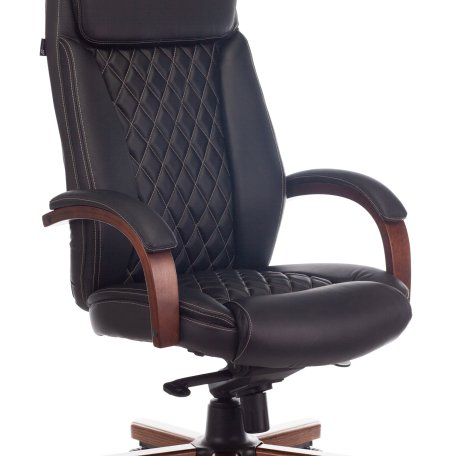 Кресло Бюрократ T-9924WALNUT/BLACK (Office chair T-9924WALNUT black leather cross metal/wood)