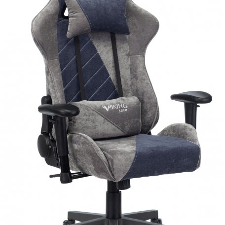 Кресло Zombie VIKING X NAVY (Game chair VIKING X Fabric grey/d.blue headrest cross plastic)