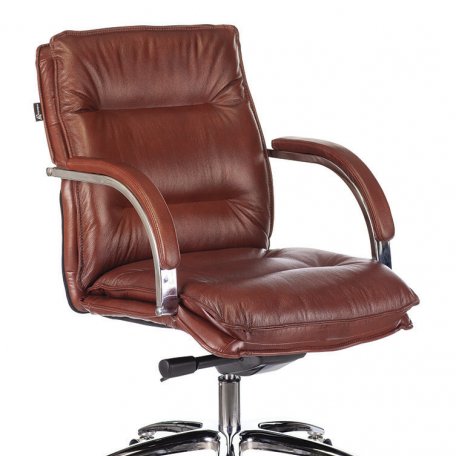 Кресло Бюрократ T-9927SL-LOW/CHOK (Office chair T-9927SL-LOW light brown Leather Eichel leather low back cross metal хром)