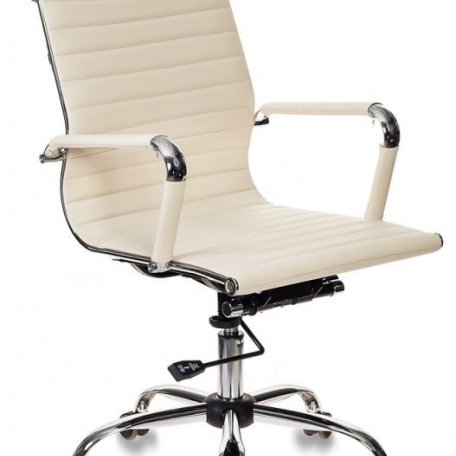 Кресло Бюрократ CH-883-LOW/IVORY (Office chair CH-883-LOW ivory eco.leather low back cross metal хром)