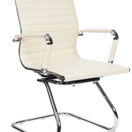 Кресло Бюрократ CH-883-LOW-V/IVORY (Office chair CH-883-LOW-V ivory eco.leather low back runners metal хром)
