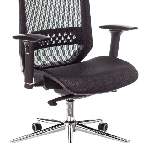 Кресло Бюрократ SIRIUS BLACK (Office chair Sirius black gauze cross metal хром)
