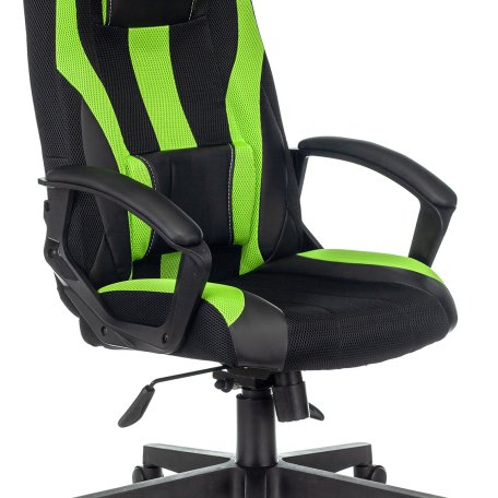 Кресло Zombie 9 GREEN (Game chair 9 black/l.green textile/eco.leather cross plastic)