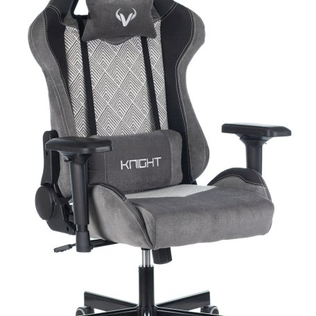 Кресло Zombie VIKING 7 KNIGHT GR (Game chair VIKING 7 KNIGHT Fabric grey Loft rombus textile/eco.leather headrest cross metal)