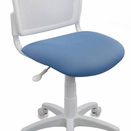 Кресло Бюрократ CH-W296NX/26-24 (Children chair CH-W296NX white TW-15 seatblue 26-24 mesh/fabric cross plastic plastik белый)