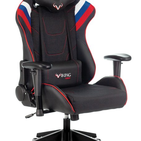 Кресло Zombie VIKING 4 AERO RUS (Game chair VIKING 4 AERO white/blue/red textile/eco.leather headrest cross plastic)