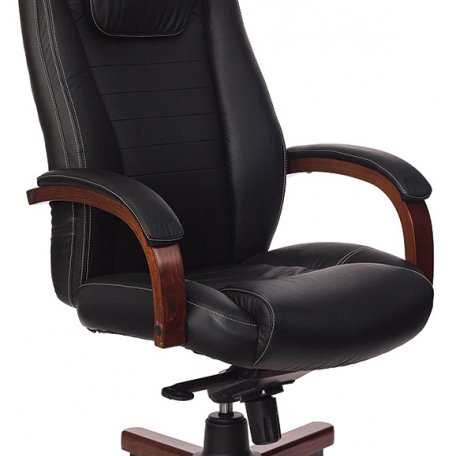 Кресло Бюрократ T-9923WALNUT/BLACK (Office chair T-9923WALNUT black leather cross metal/wood)