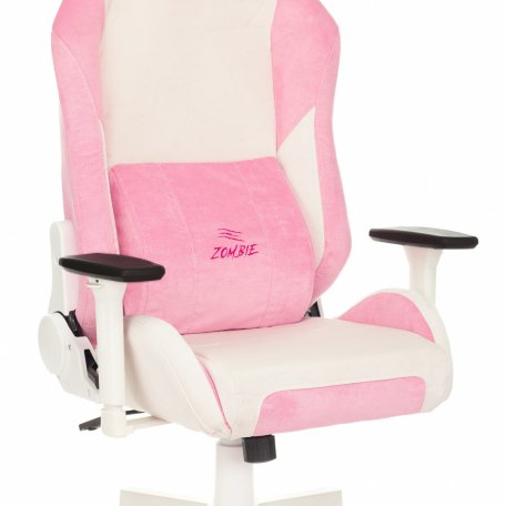 Кресло Zombie EPIC PRO PINK (Game chair EPIC PRO Fabric white/pink headrest cross plastic plastik белый)
