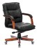 Кресло Бюрократ T-9927WALNUT-LOW/BL (Office chair T-9927WALNUT-LOW black leather low back cross metal/wood) фото 1