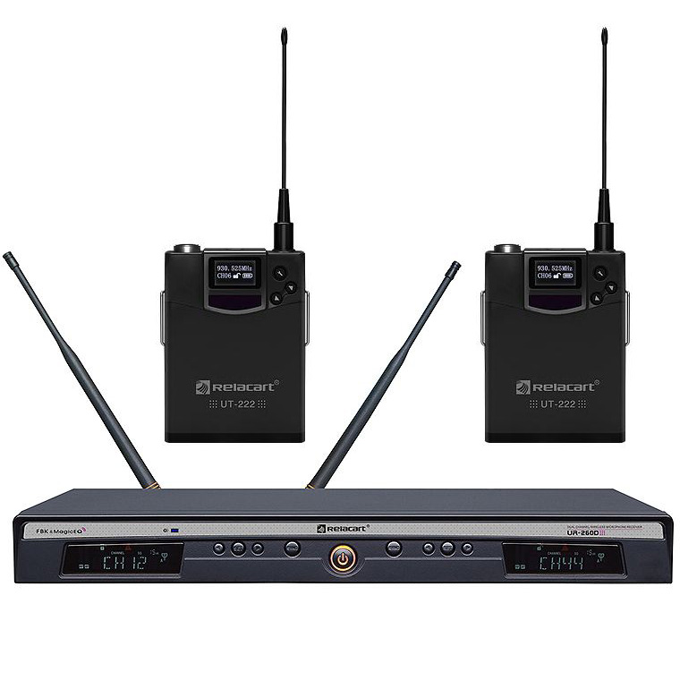 Приемники и передатчики RELACART UR-260D (554-586 МГц) (в комплекте 2шт UT-222 и LM-C460/480) двухканальная укв беспроводная портативная микрофонная система