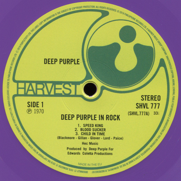 Рок PLG Deep Purple In Rock (Limited 180 Gram Purple Vinyl/2018 Remastered) - фото 2