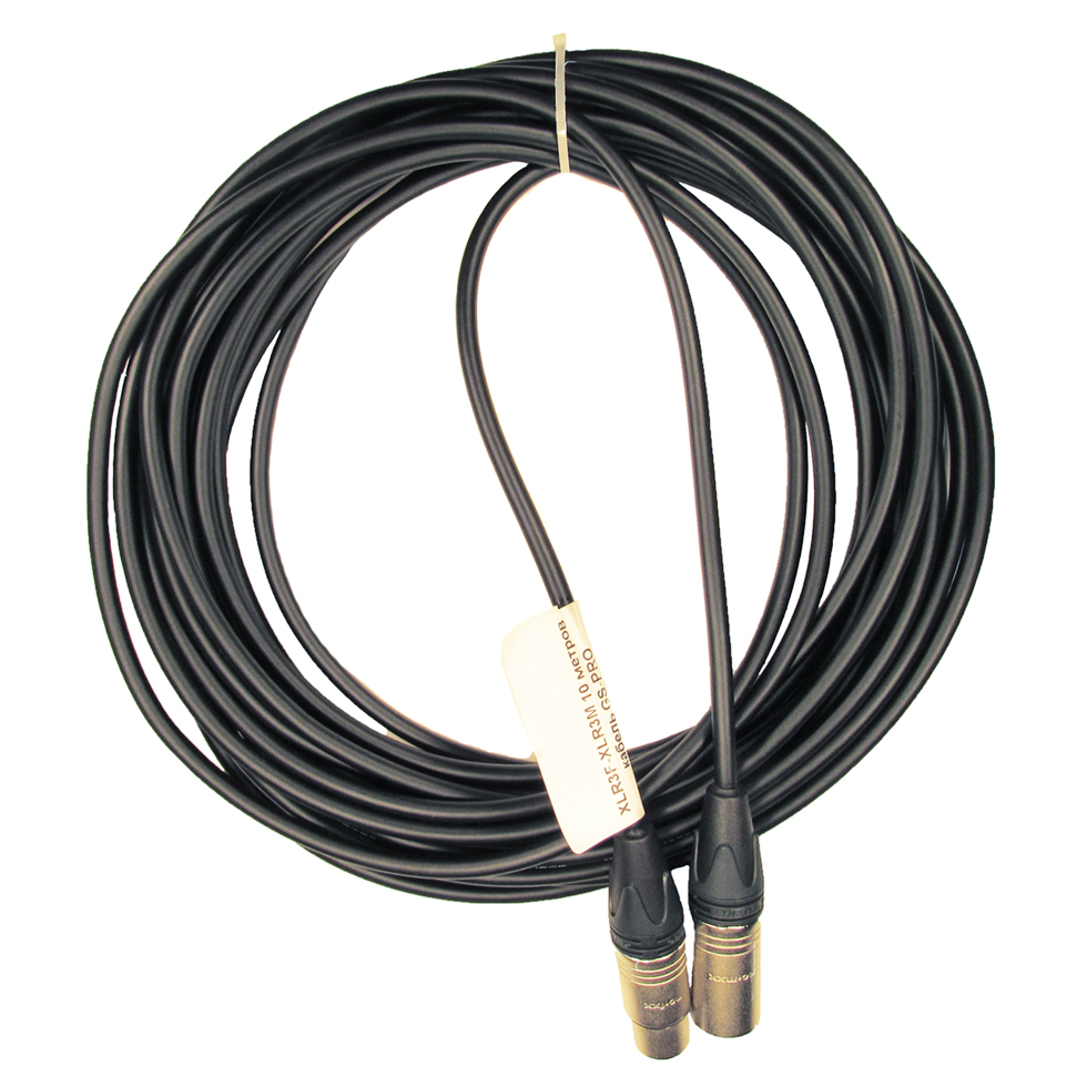Кабели с разъемами GS-PRO XLR3F-XLR3M (black) 10 метров кабель микрофонный behringer gmc 150 xlr f xlr m 1 5m black 378204