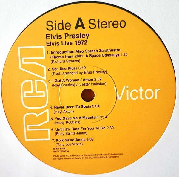 Рок-н-ролл RCA PRESLEY ELVIS - Elvis Live 1972 (2LP) - фото 2