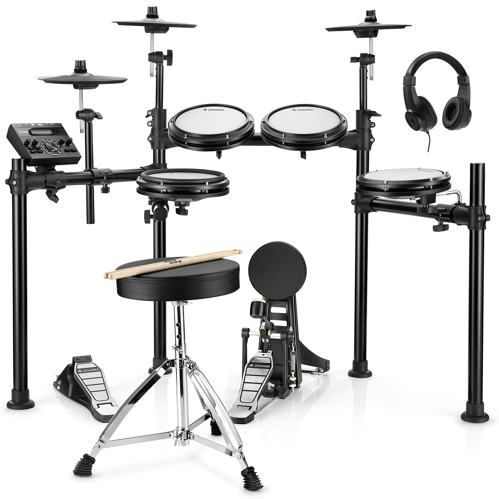 Электронные ударные установки Donner DED-200 5 Drums 3 Cymbals (в комплекте аксессуары)