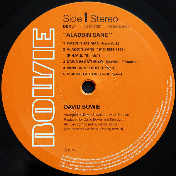 Рок PLG David Bowie Aladdin Sane (180 Gram/Gatefold/Remastered) - фото 2