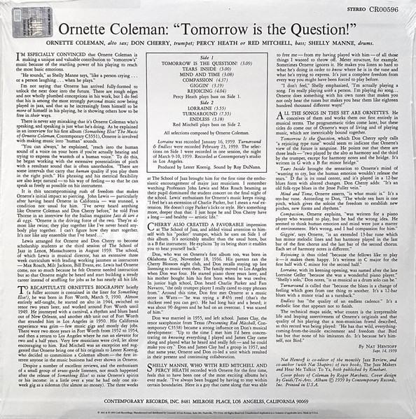 Джаз Universal (Aus) Ornette Coleman - Tomorrow Is The Question (Acoustic Sounds) (Black Vinyl LP) - фото 2