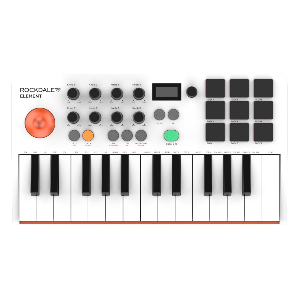 MIDI клавиатуры ROCKDALE Element White контроллер midi клавиатуры worlde panda с 25 клавишами и midi контроллер drum pad