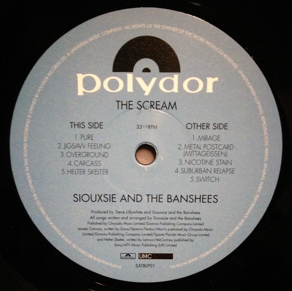 Рок UMC/Polydor UK Siouxsie And The Banshees, The Scream - фото 2