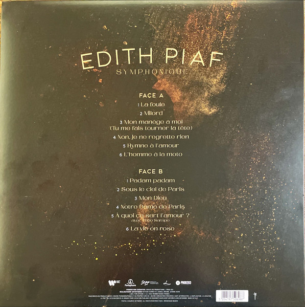 Поп Warner Music Piaf, Edith - Symphonique (Black Vinyl LP) - фото 2