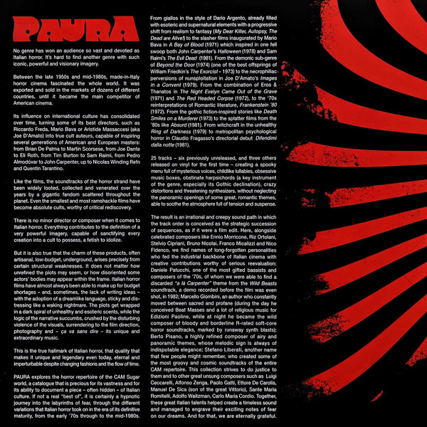 Саундтрек IAO Сборник - Paura (A Collection Of Italian Horror Sounds From The Cam Sugar Archive) (Black Vinyl 2LP) - фото 3