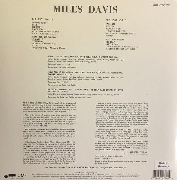 Джаз Blue Note Davis, Miles - Volume 1 (LP) - фото 2