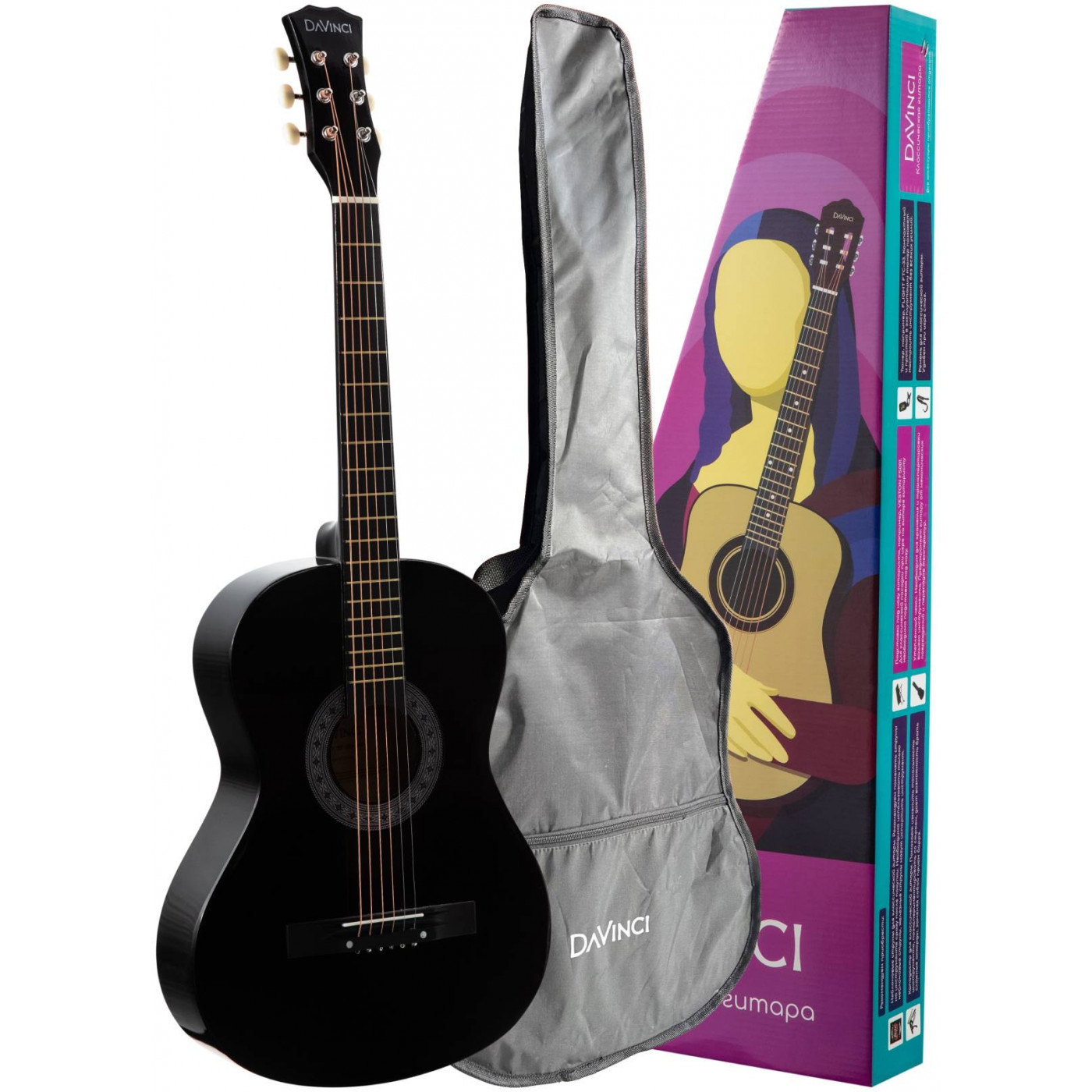 Акустические гитары DAVINCI DF-50A BK + Bag (чехол в компл.) классические гитары ortega r121 family series чехол в комплекте