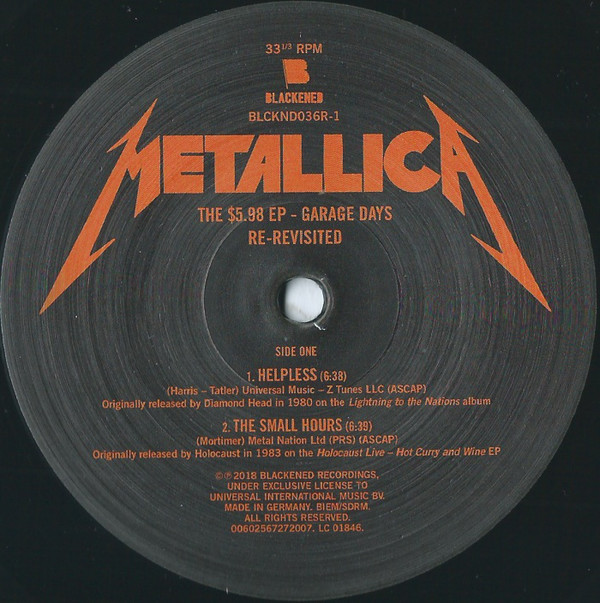 Рок UMC/Mercury UK Metallica, The $5.98 E.P. - Garage Days Re-Revisited (Remastered 2018) - фото 2