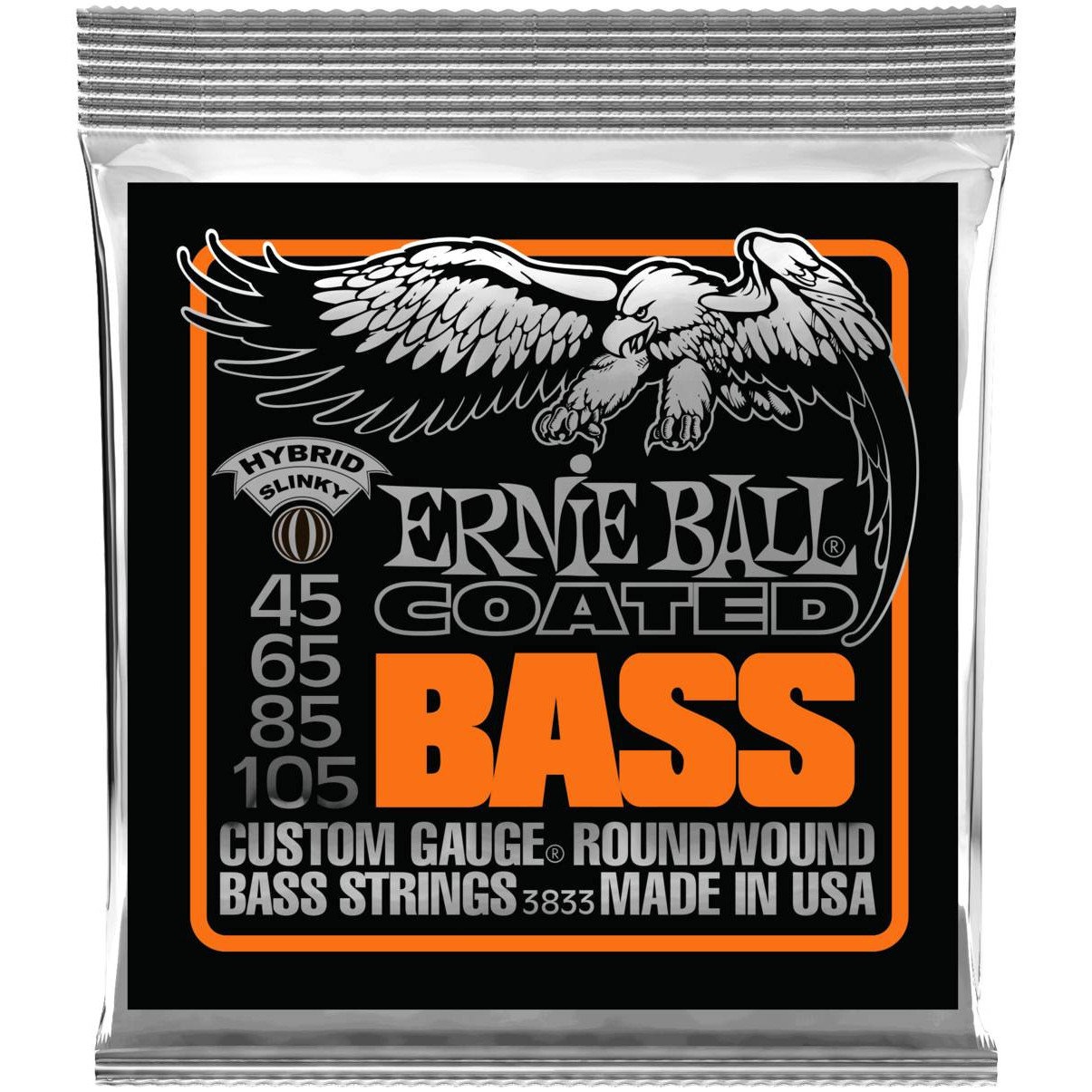 Струны Ernie Ball 3833 Coated Bass Hybrid Slinky струны ernie ball 2811 slinky flatwound bass