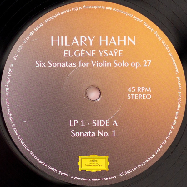 Классика Universal (Aus) Hahn, Hilary - Ysaye: Six Sonatas For Violin Solo Op. 27 (180 Gram Black Vinyl 2LP)\ - фото 4