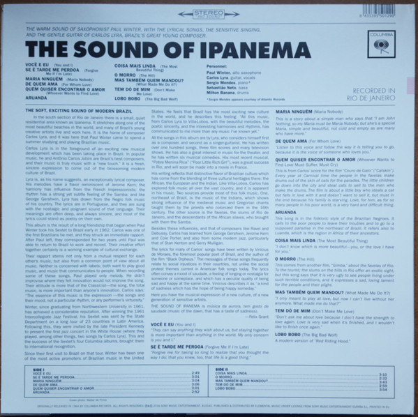 Джаз IAO Paul Winter; Lyra, Carlos - The Sound Of Ipanema (Black Vinyl LP) - фото 2