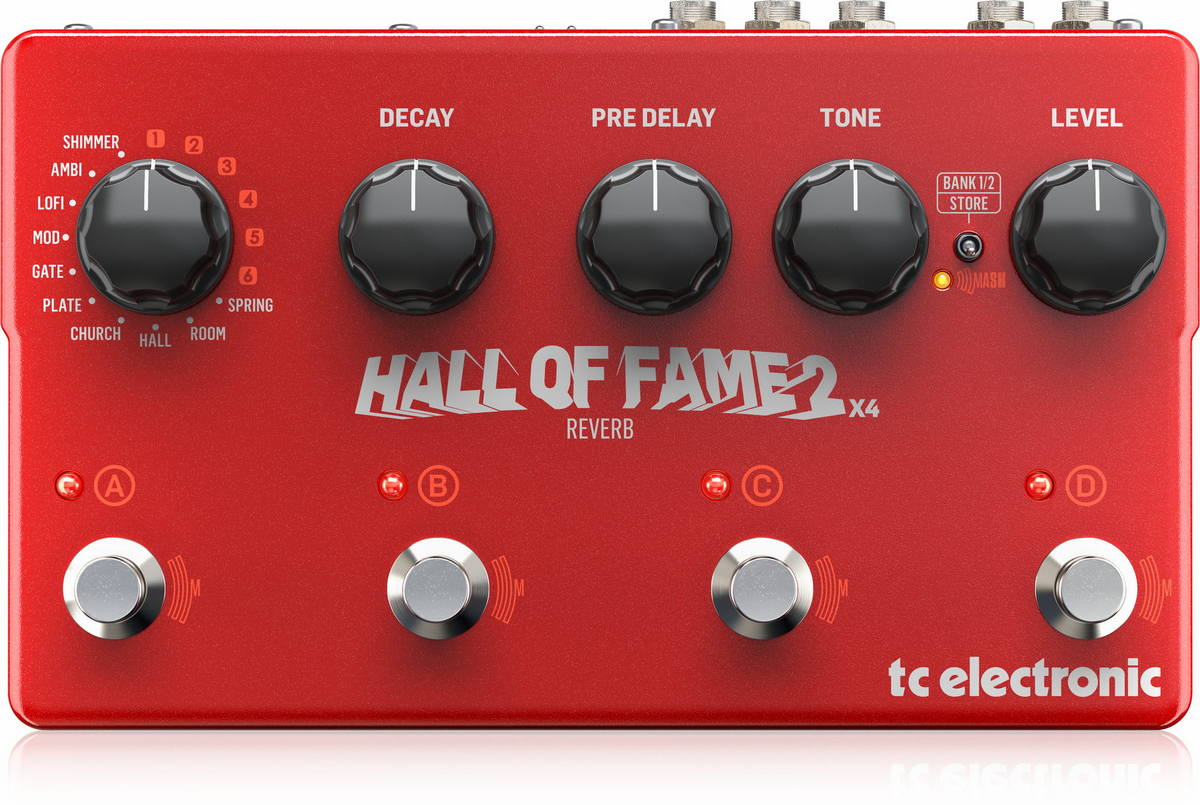 Процессоры эффектов и педали для гитары TC ELECTRONIC Hall Of Fame 2 X4 Reverb, цвет красный - фото 3