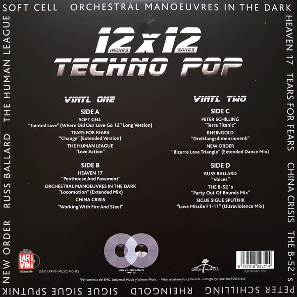 Сборники Larvin Music Rights Сборник - 12x12 Techno Pop (180 Gram Clear Vinyl 2LP) - фото 2