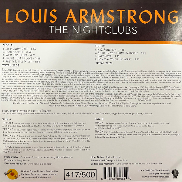 Джаз Universal US Louis Armstrong - The Nightclubs (Black Vinyl LP) - фото 2