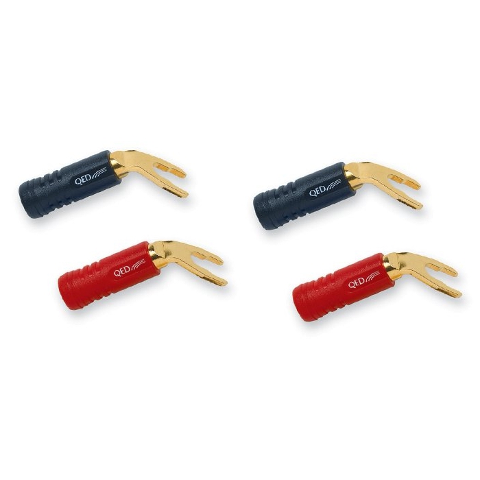 Разъёмы для акустического кабеля QED Screwloc Plastic Spade 4 шт. разъёмы для акустического кабеля wire world set of 8 uni term gold bananas w sockets